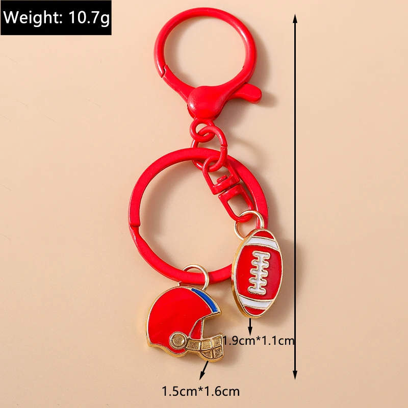 Aihua Nette Emaille American Football Sport Schlüsselbund Rugby Ball Helm Anhänger Schlüssel Ring Für Frauen Männer Tasche Zubehör DIY Schmuck – Detail 11