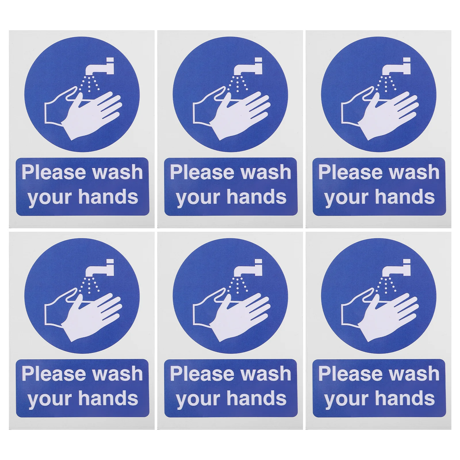

6pcs Please Wash Your Hands Stickers Handwashing Signs Bathroom Wall Decals Warning Stickers for Home Office Removable