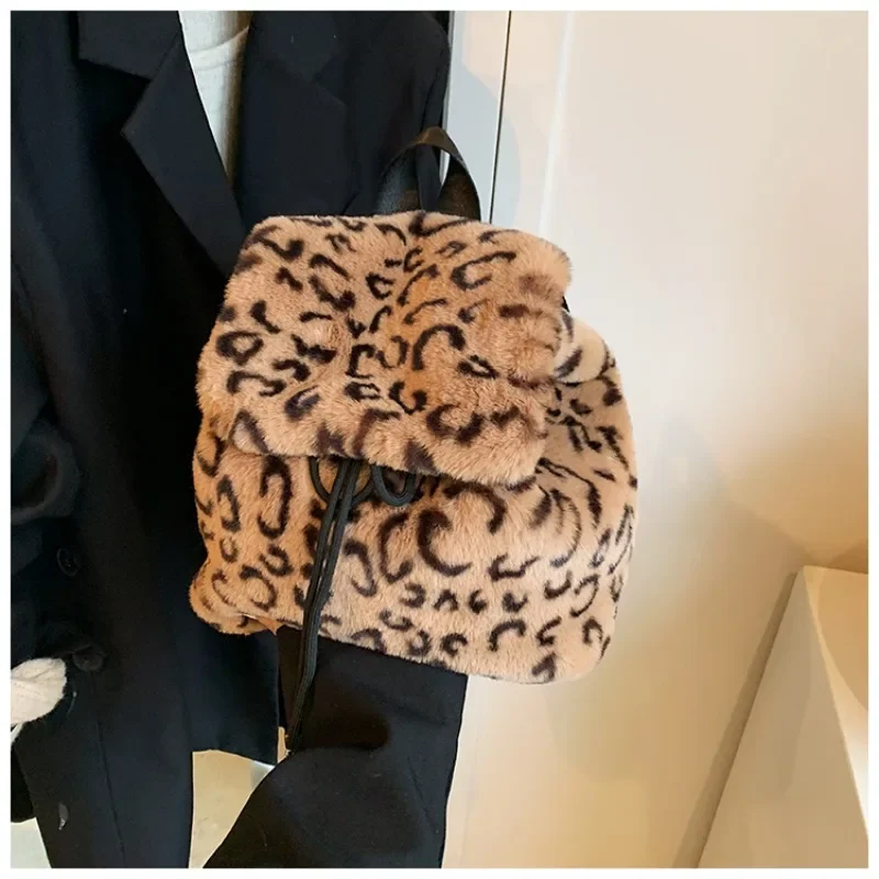 Retro Leopard Print Bag 2024 Winter New Style Simple and Fashionable Shoulder Bag High-end Korean Version Women\'s Small Backpack