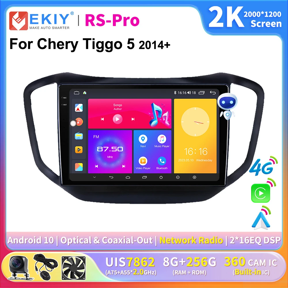 

EKIY 2K Screen CarPlay Car Radio For Chery Tiggo 5 2014+ Android Car Multimedia GPS Player Autoradio stereo Navigation Ai Voice