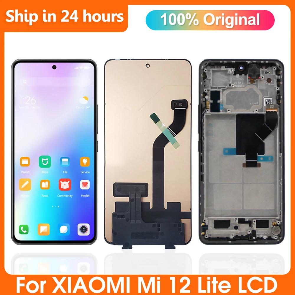 

Original AMOLED For Xiaomi Mi 12 Lite LCD Display Touch Screen Panel Digitizer Replacement 6.55" For Xiaomi 12 Lite 2203129G LCD