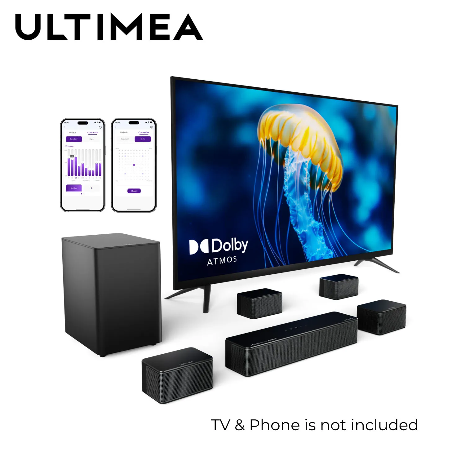 

ULTIMEA Poseidon D80 Boom Soundbar 7.1 Surround Soundbar with Dolby Atmos Wireless Subwoofer Home Theater System And APP Control
