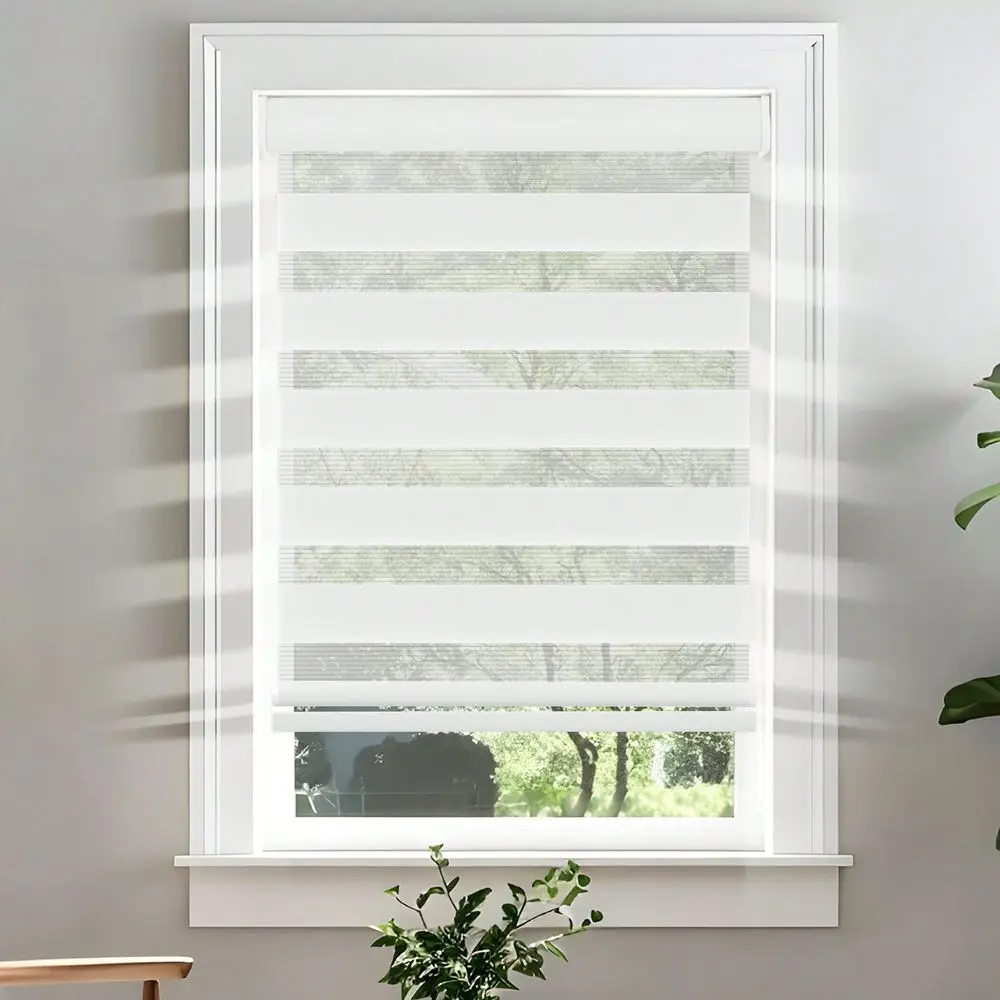 Zebra Blinds Dual Layer Light Control Windows Shades Rolls Free Stop Light Filtering Sheer Shades For Day And Night Home Office