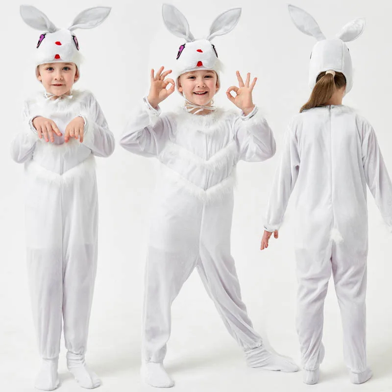 Комбинезон с изображением маленького белого кролика на Хэллоуин, детское нарядное платье с изображением льва, тигра, слона, 2-3 т, 3-4 т, 4-6 лет, 6-8 лет