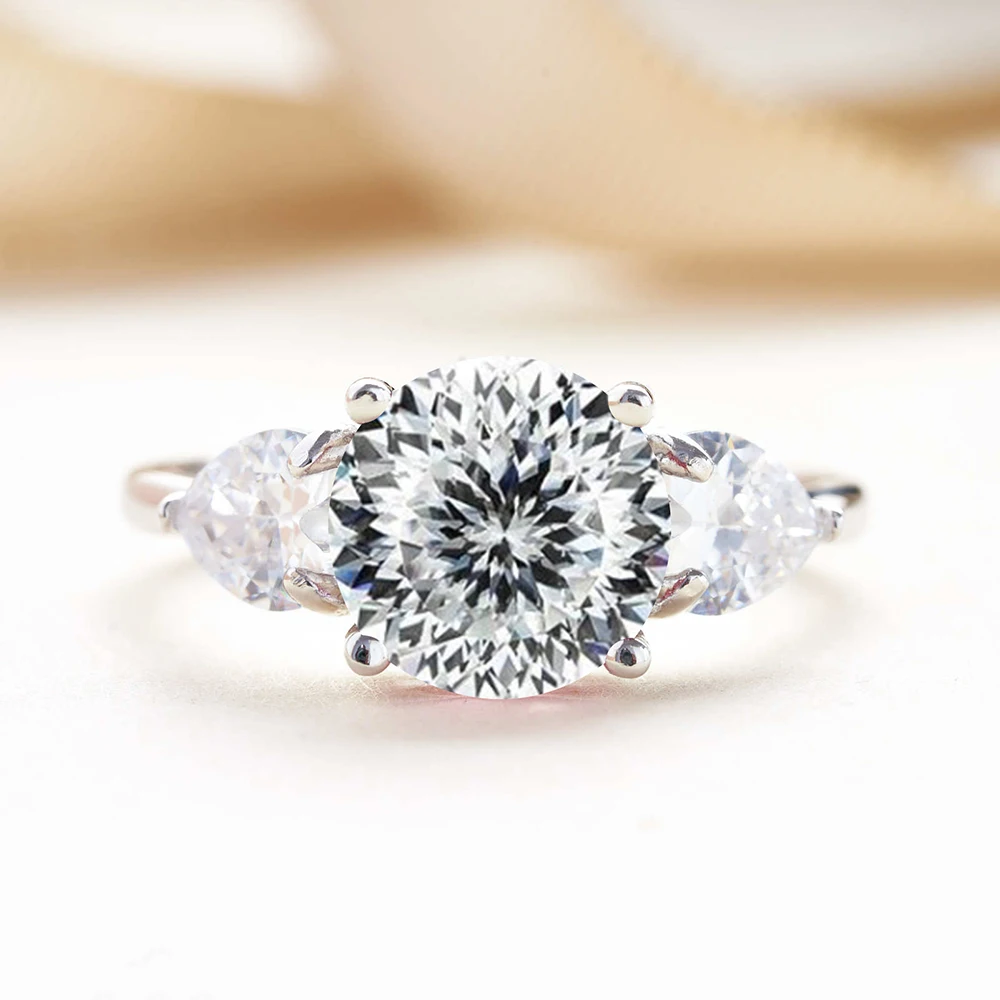 

JellyStory 3 карата D цвет Муассанит Бриллиантовые украшения для женщин Роскошное обручальное кольцо 925 Посеребренное белое золото 18 карат