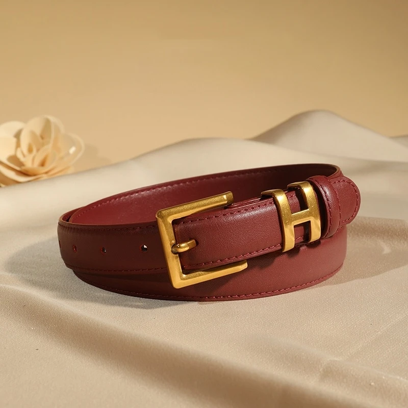 

Luxury Brand Belt for Women Genuine Leather Belts with Gold Pin Buckle Fashion Decorative Belt for Coats Skirts Jeans