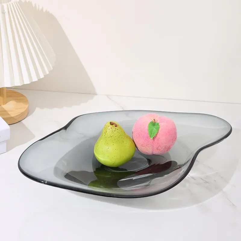 Modern Glazed Ceramic Fruit Plate Luxury Style Dessert Dish for Living Room Coffee Table Home Decor Creative Snack Serving