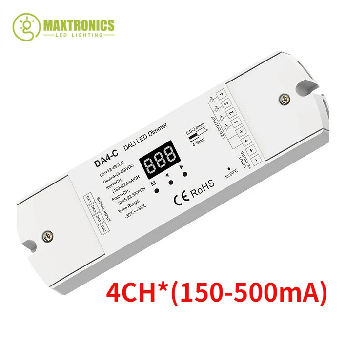 DA4-C (DT6) 12-48VDC Constant Current DALI Dimmer With Digital Display 4CH*( 150-500 mA) Or ( 350-1200 mA) For Drives LED Chips