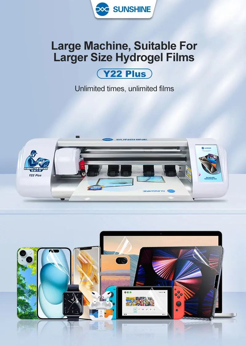 SUNSHINE Y22 ULTRA  Y22 PLUS Intelligent Flexible Hydrogel Film Cutting Machine UNLOCKED Unlimited Times;SS-057 SS-075 Film Cuts