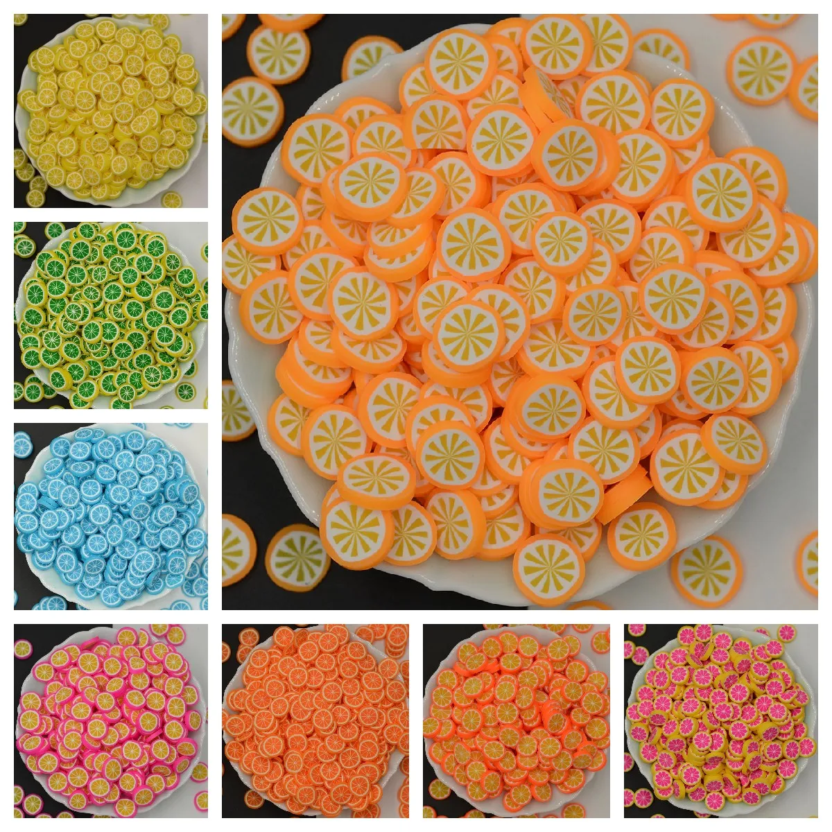 100G/Lot 10mm Polymer Clay Lemon Fruits Sprinkles Lovely Confetti for Crafts Making, DIY