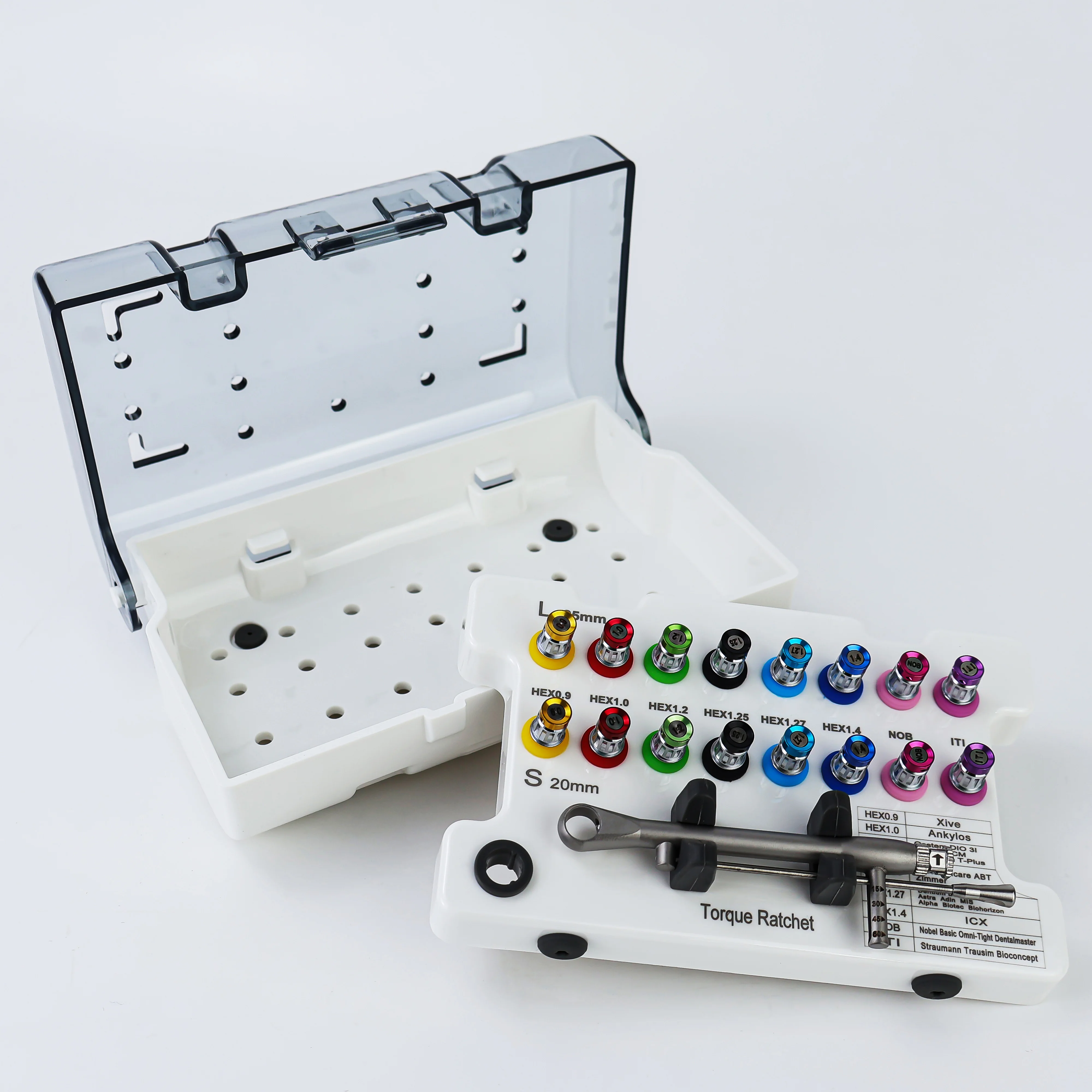 Dental Implant Screw Driver Colorful Torque Wrench with 16Pcs Screw Driver Universal Restoration Dentistry Tools Kit