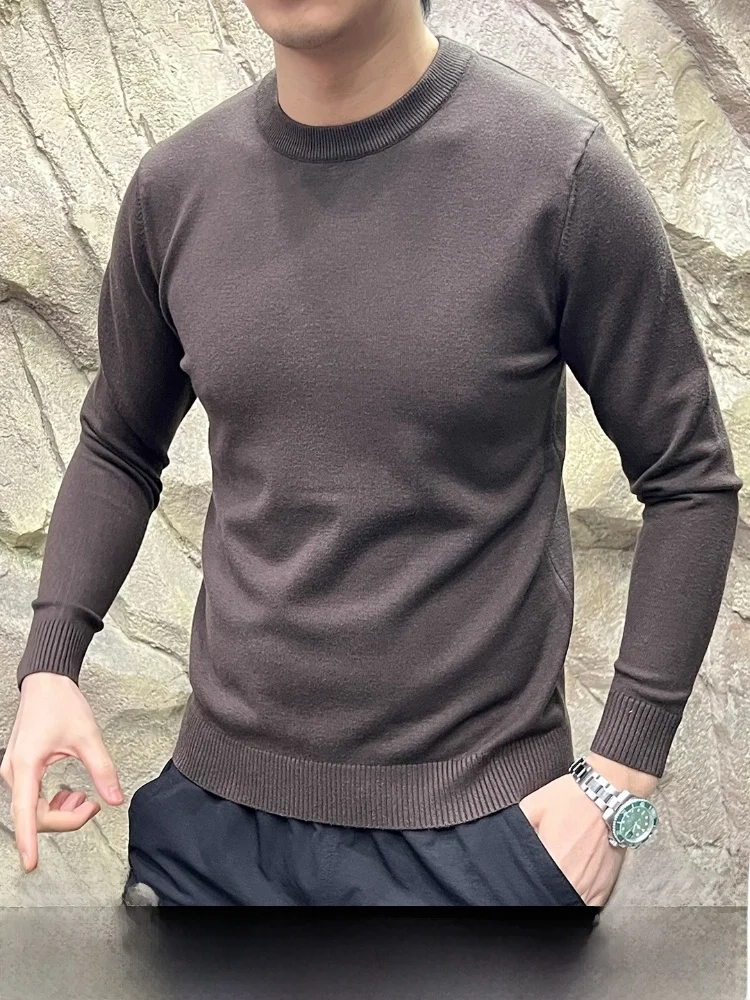 

Men's Base Layer round Ne Sweater Silk Blend Knitted irt Casual Sle Long Sve Warmth Comfortable Fit for Autumn Winter