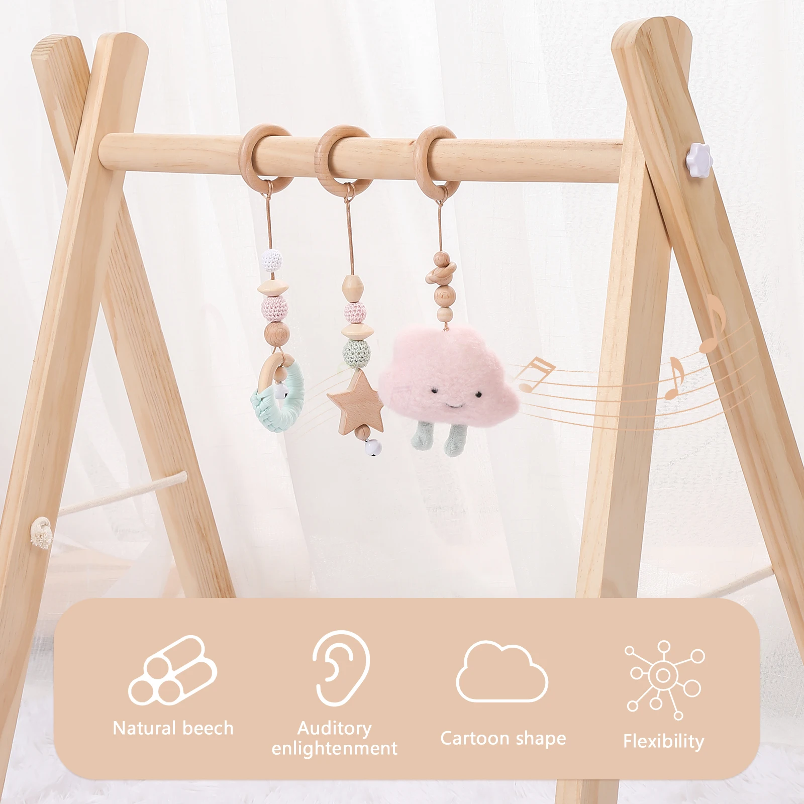 Jouet pendentif en bois pour bébé, jouet sans BPA, musique, hochet en bois, accessoires pour bébé, TeWindsor, mobile pour lit, article de naissance, Montessori, 1 ensemble