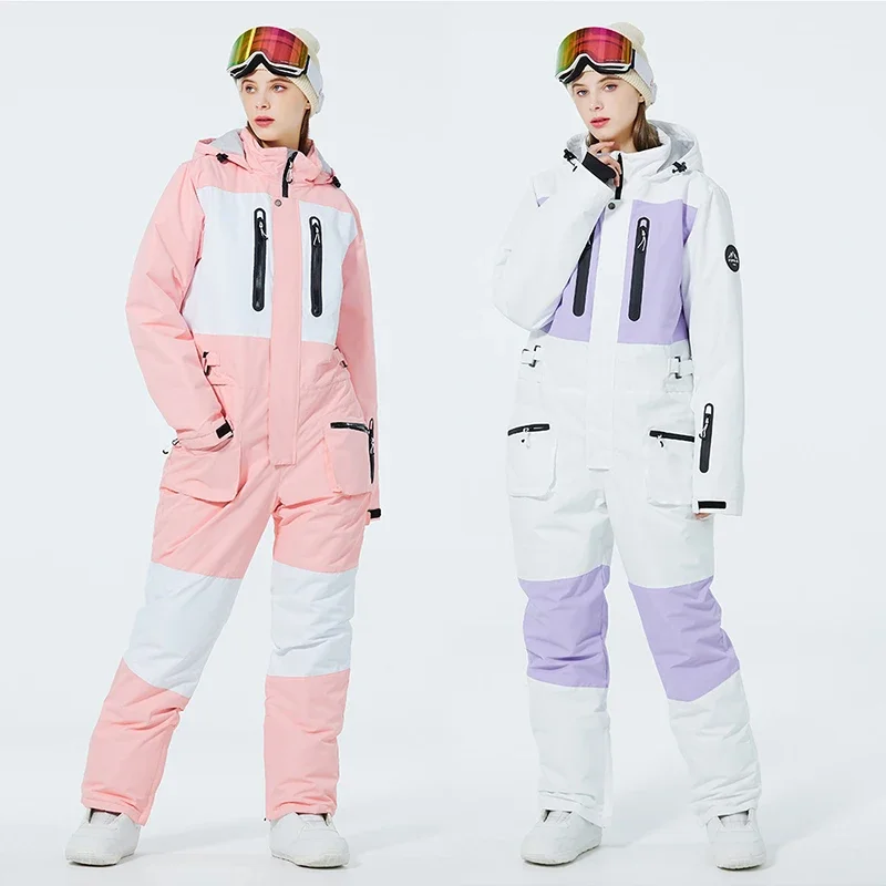 Winter New One-Piece Ski Suit Women Overalls Outdoor Snowboard Jacket Men Warm Ski Seit Jumpsuits Windproof Waterproof Clothing