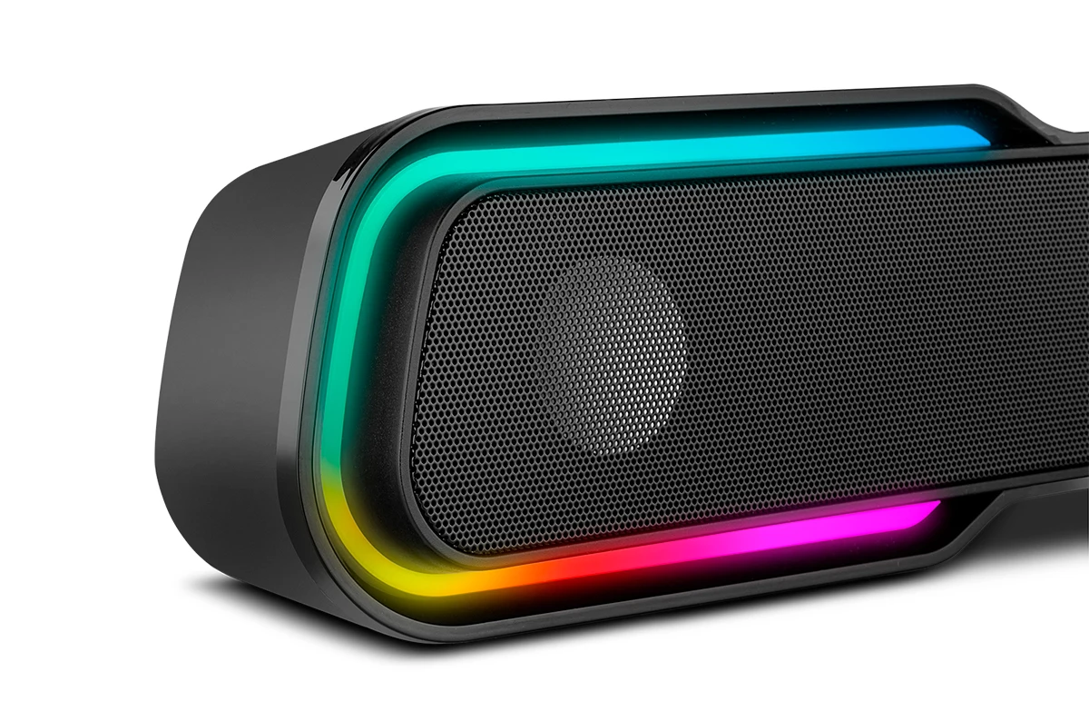 OZON einzigen sound bar-lautsprecher Pc Gaming - 6W RMS, tragbare, Bluetooth, USB, jack 3.5, touch, RGB, Schwarz