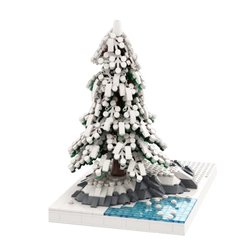 

MOC Winter Lake Snow Pine White Christmas Tree Building Blocks Set Forest Plant Extend DIY Toys For Children Holiday Xmas Gifts