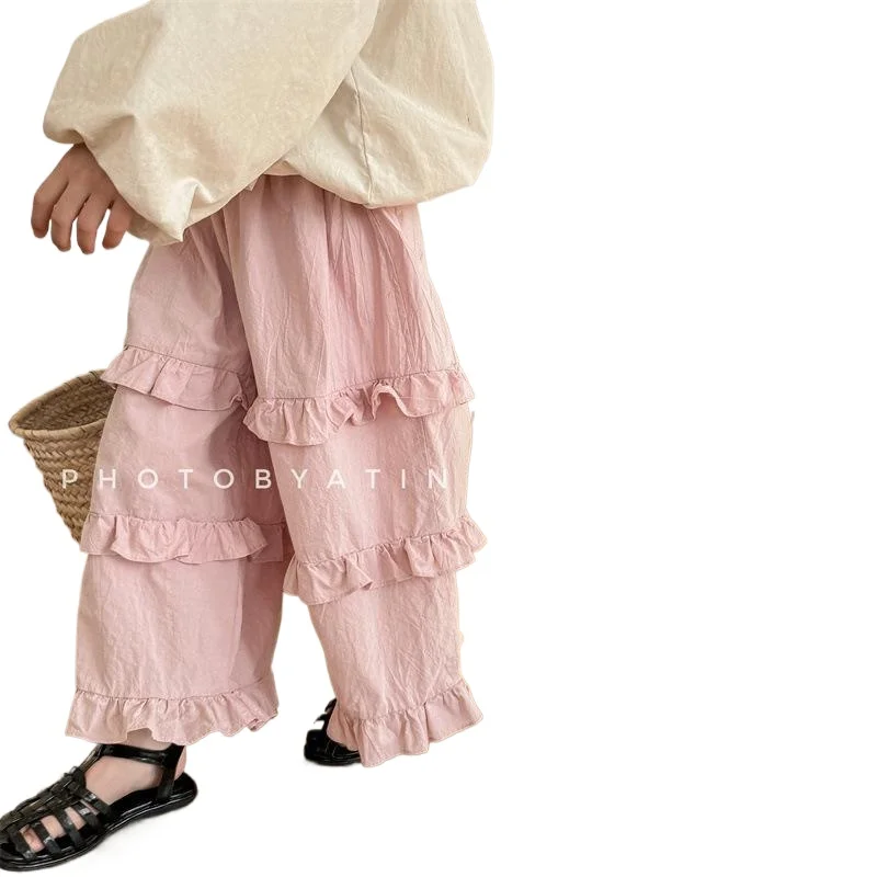 

2024 Baby Girls Spring Autumn Summer Casual Pants Fashion Ruffles Kids Children Comfortable Trousers Clothes Outfits