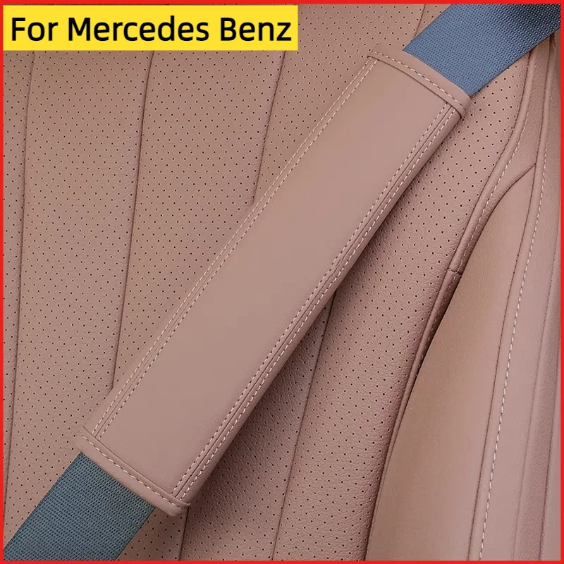 

Leather Car Seat Belt Shoulder Cover Protective Neck Pad Interior Accessories For Mercedes Benz C GLC E Class W206 X254 W214