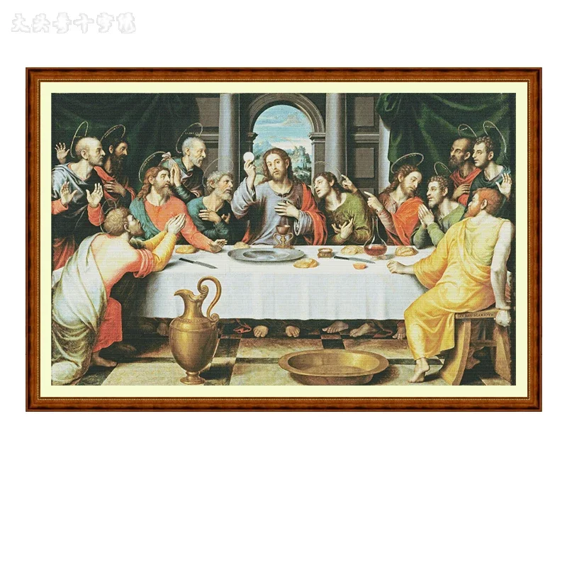 [ZZ4992-The Last Supper] Stamped Cross Stitch Kit 14CT 16CT Pre Printed Canvas Cotton Threads DIY Embroidery for Home Wall Decor