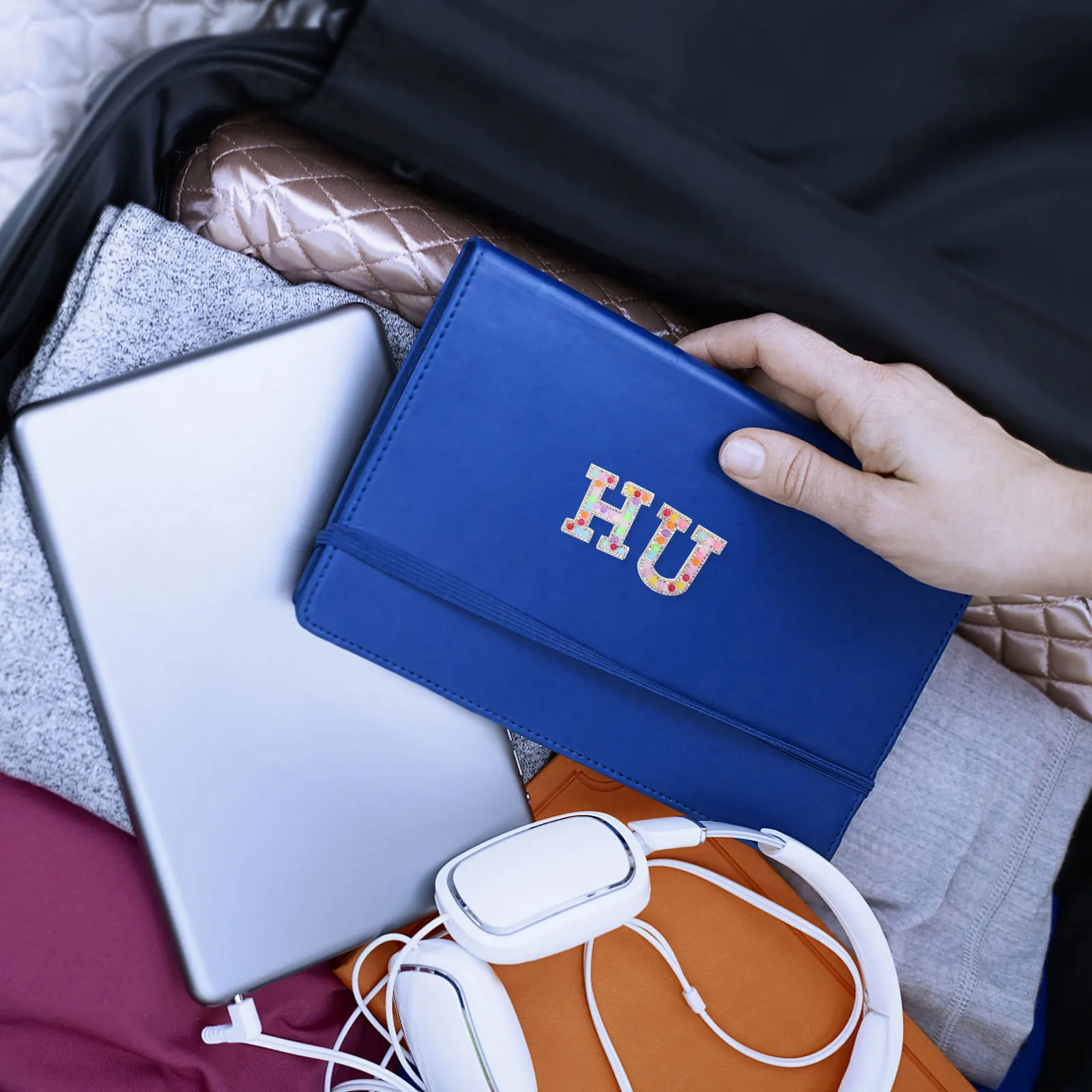 

26Pcs Letters Sewing Patches Rhinestone Decorated Iron on Appliques for Jeans Jackets Shoes Backpacks DIY Clothing Repair