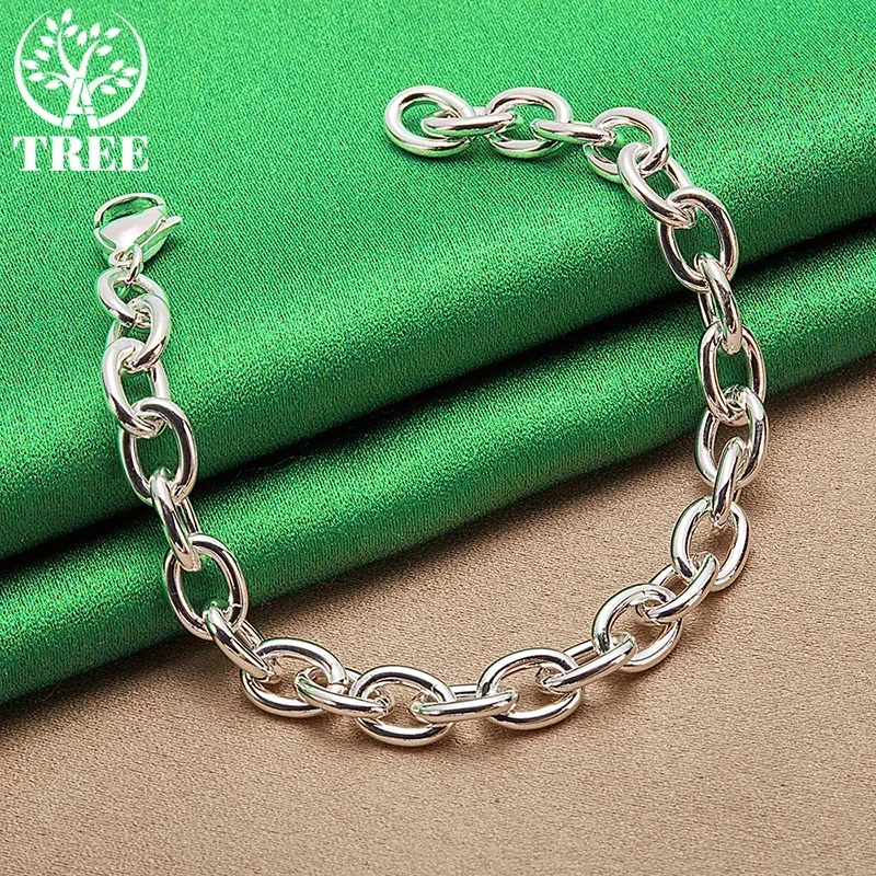 

ALITREE 925 Sterling Silver Bracelet Men's Chain Bracelets Hip Hop Women's Wedding Party Fashion Jewelry Gifts