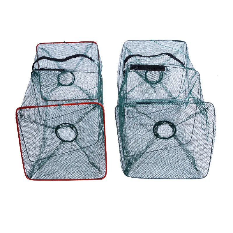 1Pc 2-Hole Foldable Lobster Basket Shrimp Fishnet 45x22x22cm Crab Cage Fishing Network Tackle Fishcage Nylon Cages Shrimps Net