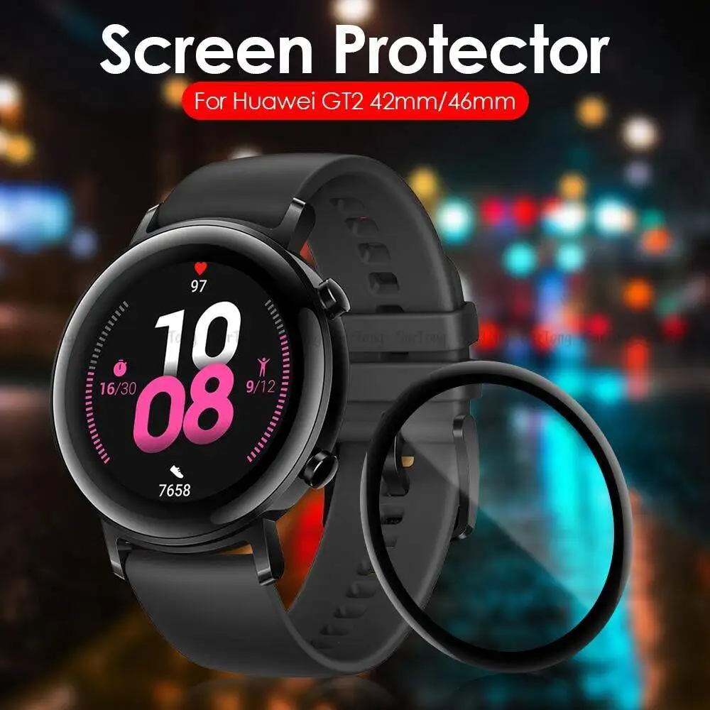 1pc 3D Curved Tempered Soft Glass Watch Protective Film For Huawei Watch GT2 42mm/46mm Screen Protector Film Watch Accessories