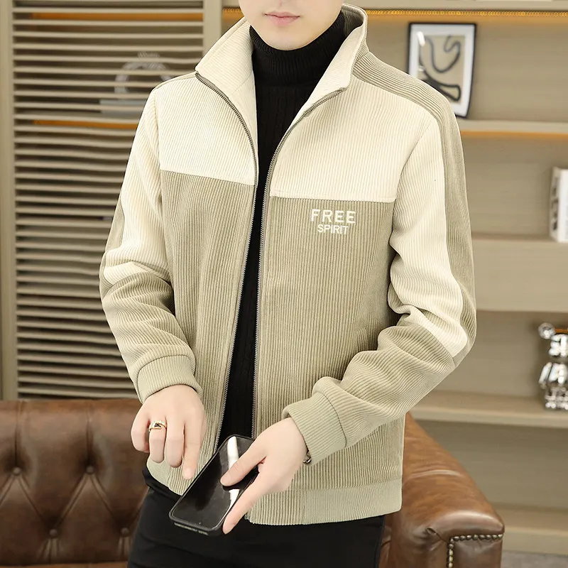 

Men's Fashionable Casual Woolen Jacket Autumn Winter High-end Golden Mink Velvet Stylish Versatile Men's Clothing Top