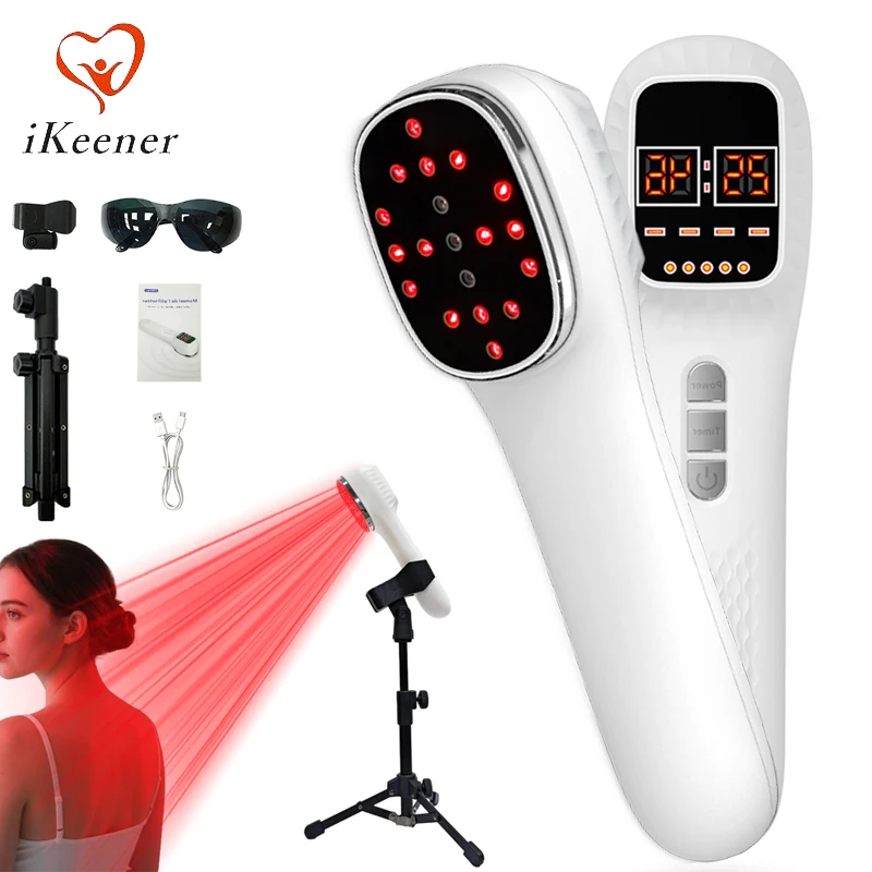 

808nm Cold Laser Therapy Device 650nm Red Light Physiotherapy 18pcs Beads Face Body 4 Modes 7 Levels Injuries Pain Relief