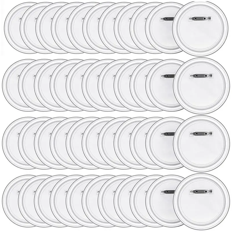 AEE8-50PCS Kit de fabrication de badges DIY, badges à bouton en acrylique transparent