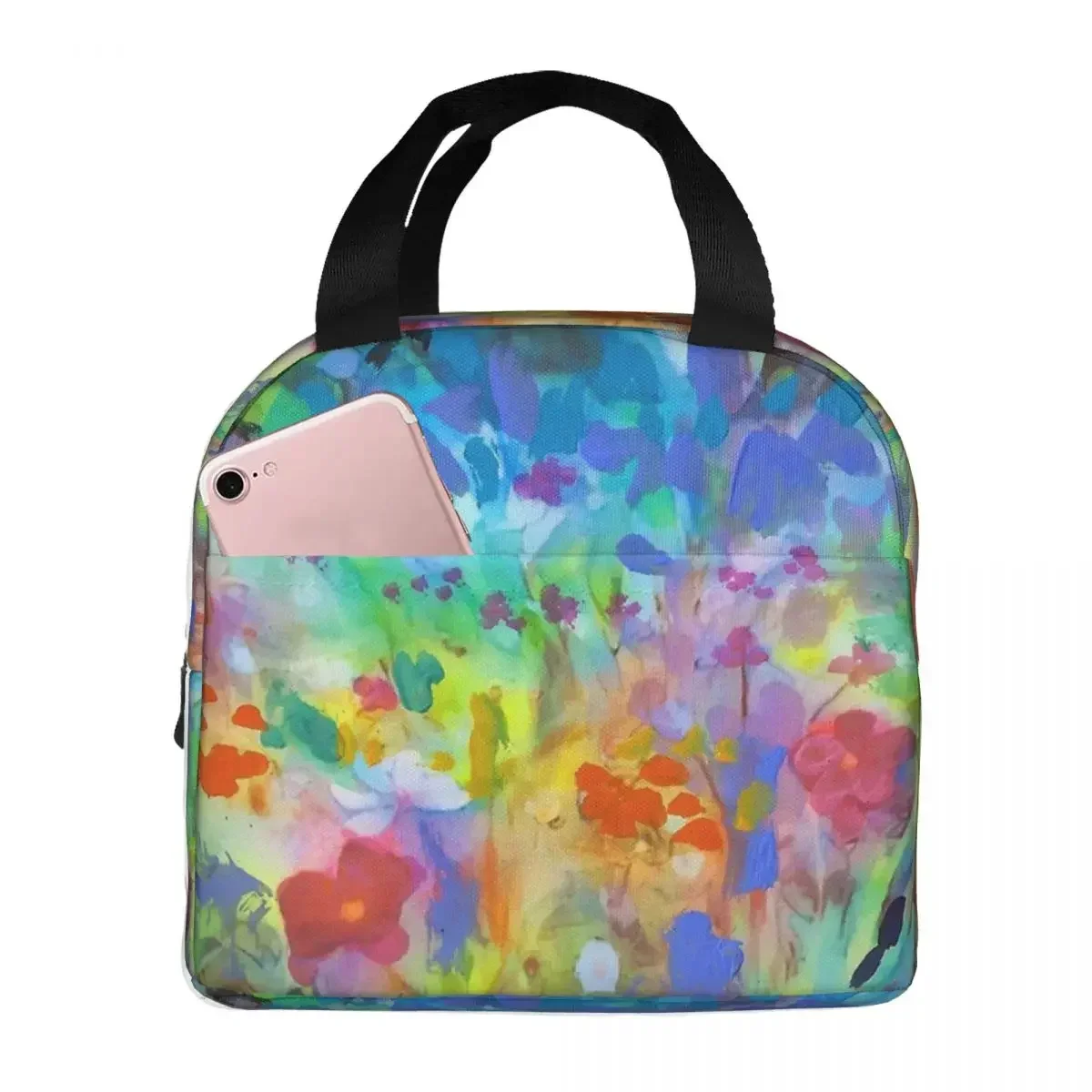 Flower Garden In Balboa Park San Diego Pattern Cooler Lunch Box Oil Painting Mountaineering Thermal Insulation Portable Food Bag