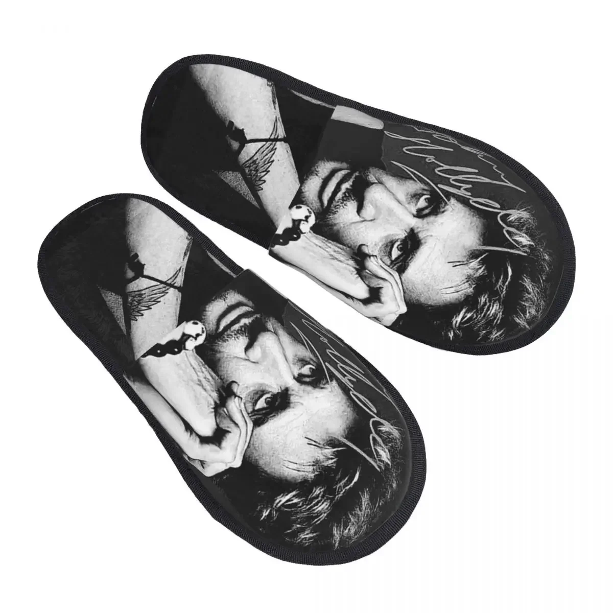 France Rock Singer CrewJohnny Hallyday Men Women Furry slippers Leisure pantoufle homme Home slippers