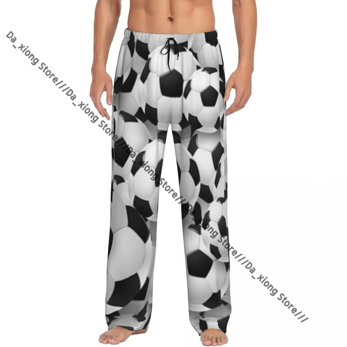 

Football Soccer Ball Illustration Mens Pajamas Pyjamas Pants Lounge Pants Sleep Bottoms
