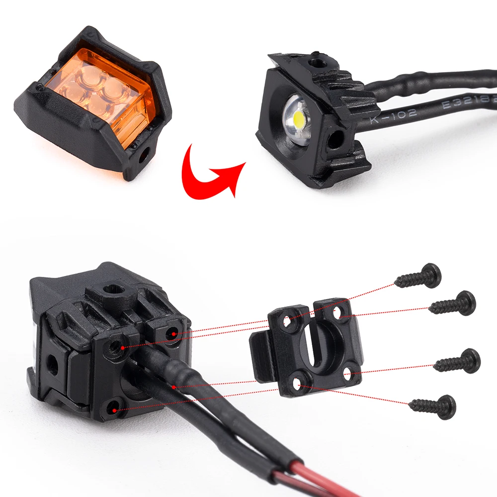 AXSPEED RC Auto Orange/Rot/Weiß LED Strahler 12mm Quadratische lampe Für Axial SCX10 TRX4 1/10 licht DIY Teile – Detail 8