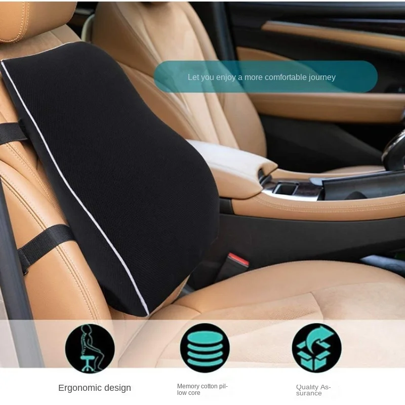 Ergonomic Memory Foam Car Seat Cushion with Lumbar Support - Adjustable Backrest Pillow for Office Chair, Wheelchair Seats