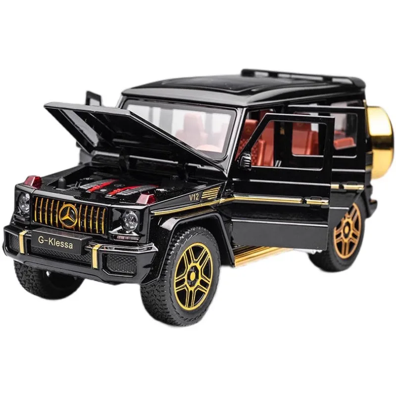 Coche todoterreno de simulación de AMG-G63, vehículo de aleación, 1:24, modelo de coche grande G, seis puertas de simulación de juguete, adornos acústicos