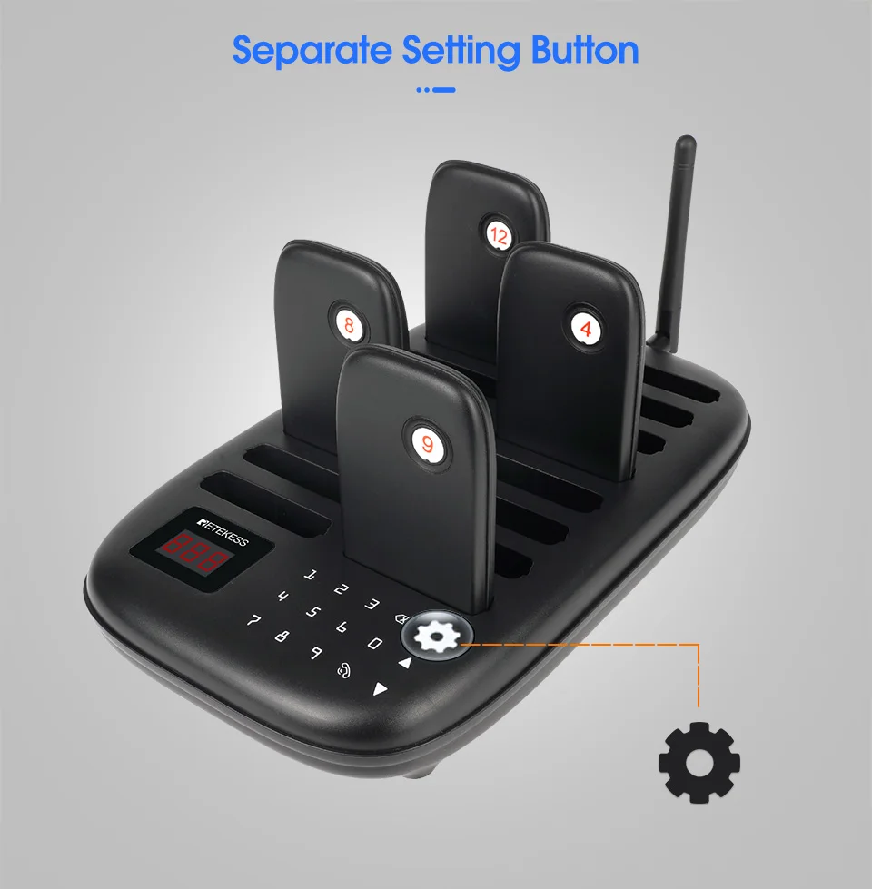 RETEKESS TD175 Restaurant-Pager Drahtloses Rufsystem Vibrations-Untersetzer Buzzer Empfänger für Food Trucks, Cafés, Bars, Kliniken – Detail 15