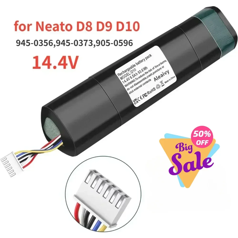 

14.4V 6500mAh Replacement Li-Ion Battery for Neato Battery Neato D8 D9 D10 945-0356,945-0373,905-0596 Robotic Vacuum Cleaners