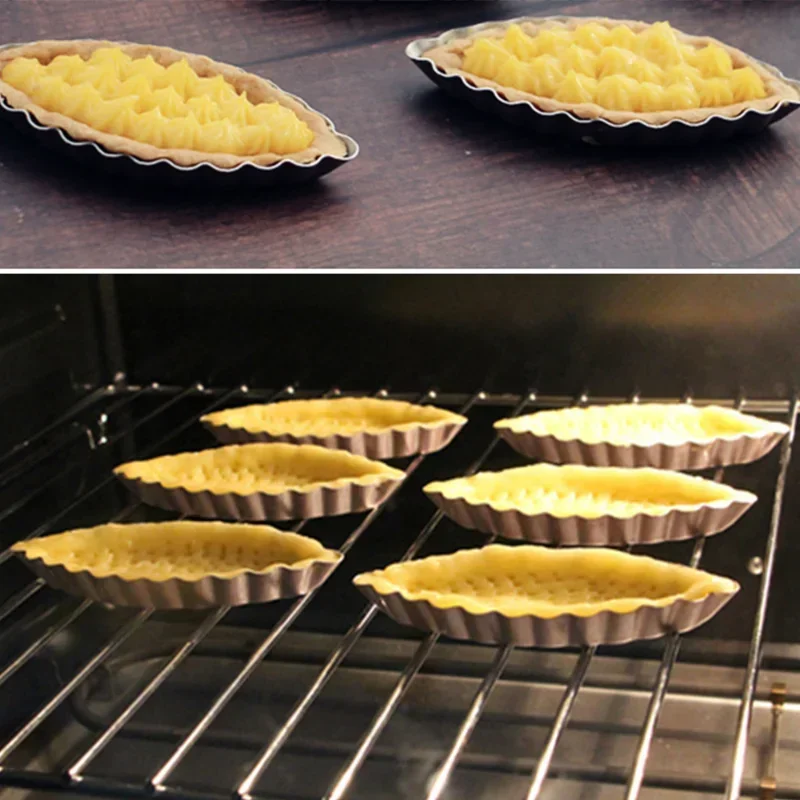 3/5pcs  Boat Shape Egg Tart Mold Aluminum Cookies Fruit Cake Moulds For Kitchen Pudding Pastry Baking Decorating Tools