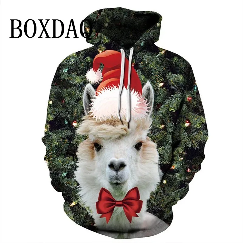 Christmas Cute Cat Women Hoodies 3D Printed Winter Hooded Hip Hop Casual Sweatshirts Hoodie Tops Fashion Loose Pockets New 2025