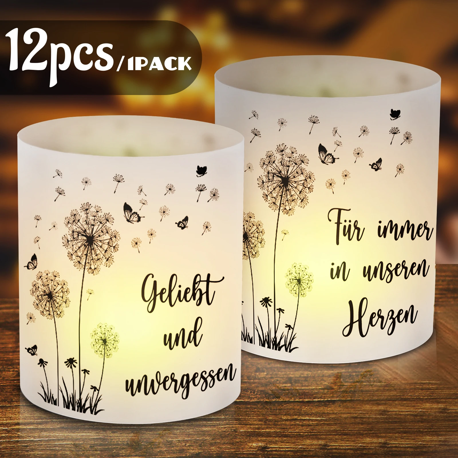 

“12pcs Funeral Light、funeral lantern、Table decoration、funeral candles、Memorial Lamp、Funeral decorations、Sympathy Lamp，Engraved o