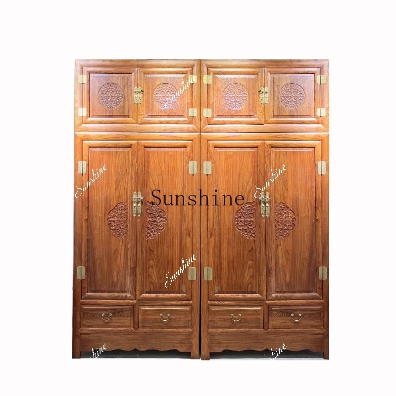 Chinese solid wood wardrobe top box locker bedroom north old elm  FT