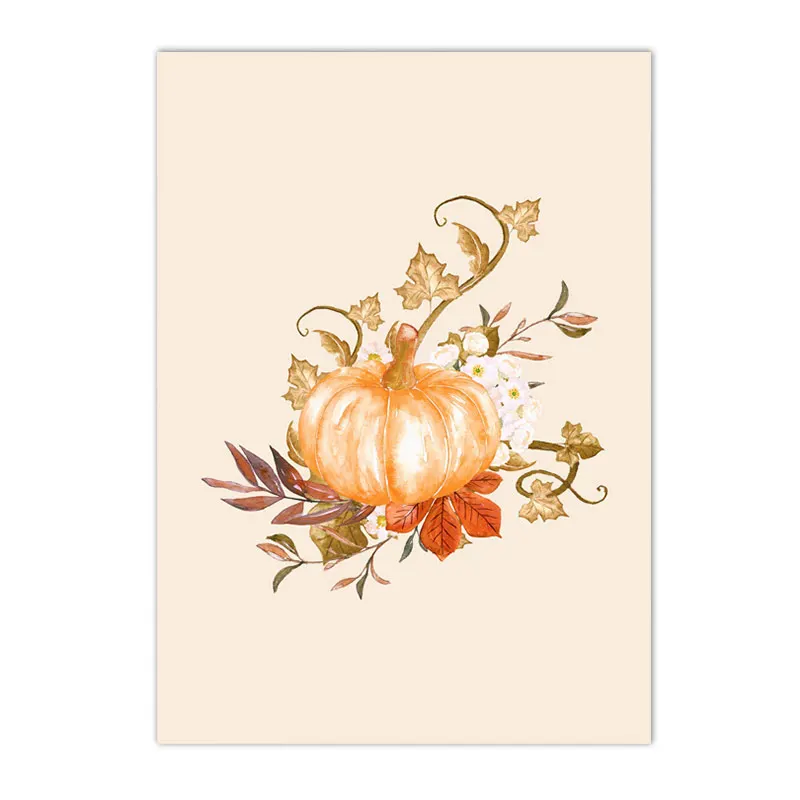 Hello Fall Pumpkin Wall Art Canvas Painting Autumn Landscape Poster Leaves Print Nordic Wall Pictures Living Room Interior De
