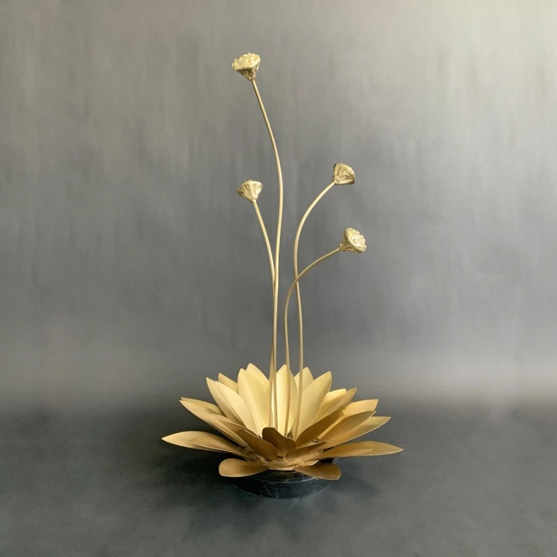 Modern creative light luxury lotus all-copper ornament home decoration living room study TV cabinet home decoration