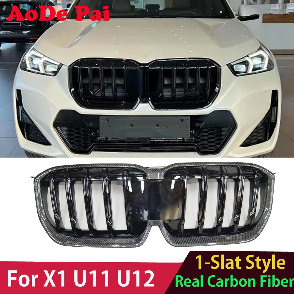 

U11 U12 Grille Real Carbon Fiber Front Bumper Mesh Grill Grid for BMW X1 U11 2022-2024 xDrive18i xDrive28i