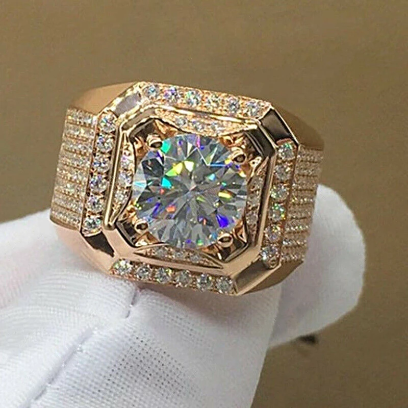 Fashion White Crystal CZ Ring For Women Men Hip Hop Full Crystal Engagement Ring Men Wedding Band Party Jewelry