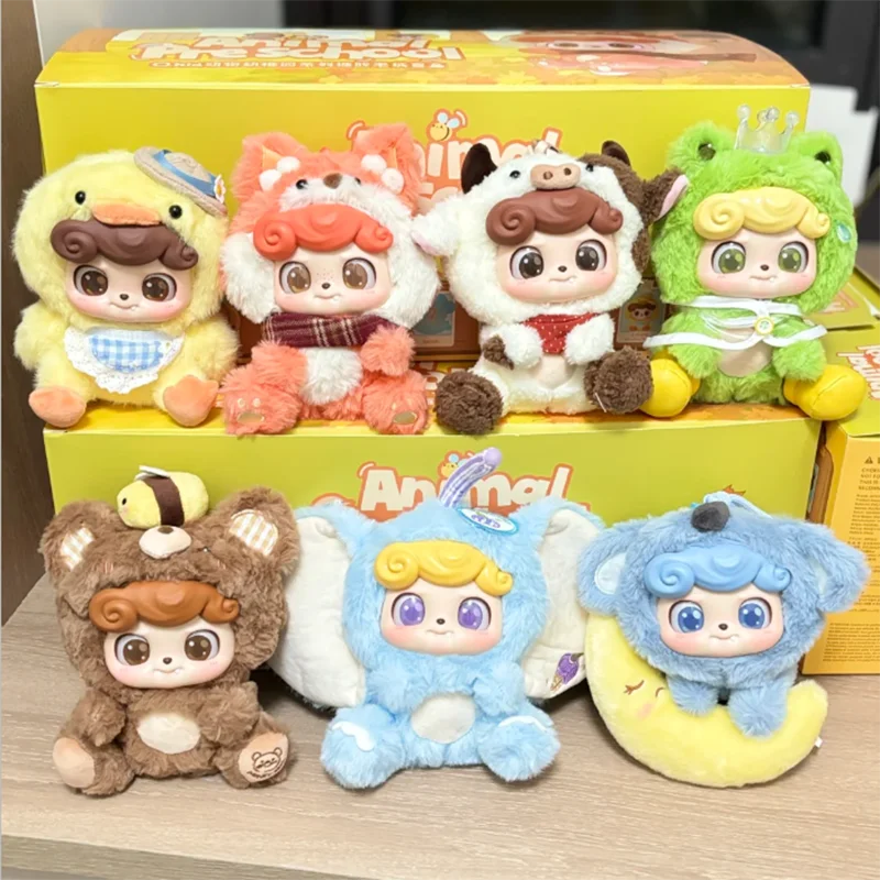 Q.Kid Animal Preschool Series Blind Box Q Kid Fluffy Vinyl Action Figures Collection Model Bag Decor Pendant Toy For Kids Girls