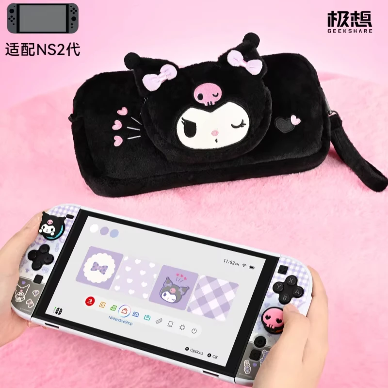 

Оригинальная сумка для хранения Switch2, защитный чехол с мультяшным дизайном, большая вместимость, совместная коллекция Sanrio Kuromi, аксессуары для игровой консоли Switch.