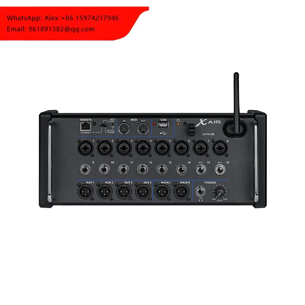 Mezcladora de Audio Profesional EIF XR16 de 16 Canales Estéreo MIC/Lin, Consola de DJ, Construcción Metálica, Alimentación Phantom de 48V Integrada