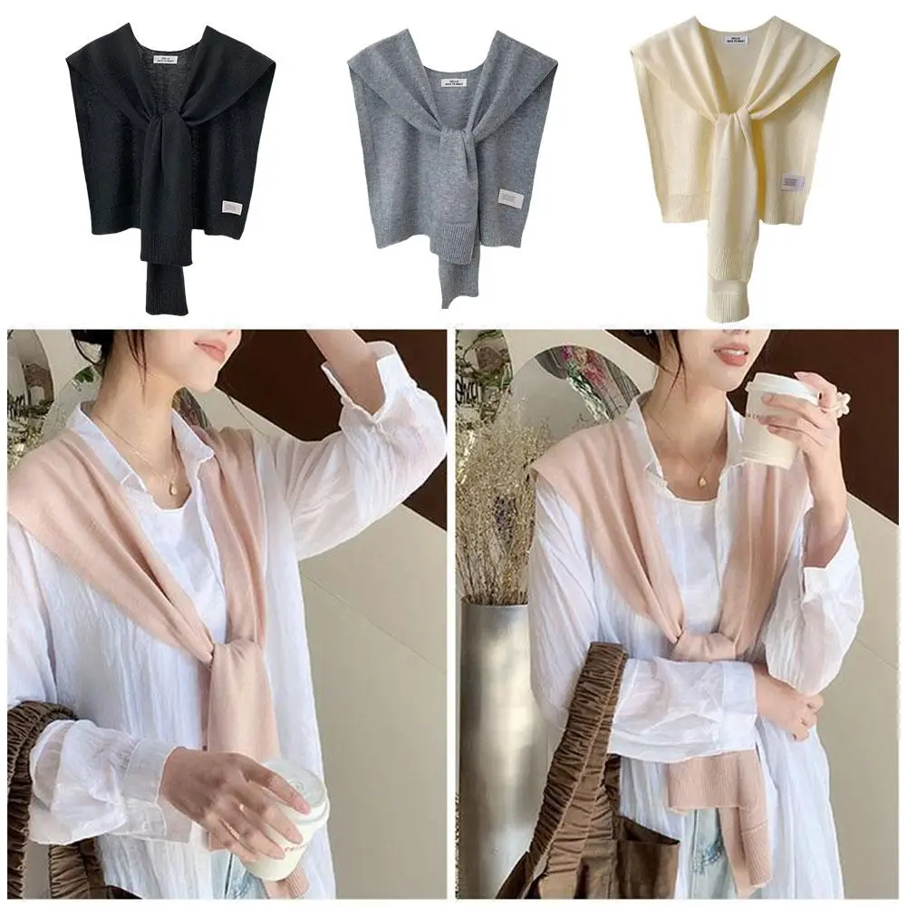 New Temperament Skin-Touching Versatile Summer Lady Thin Knitted Costume Accessories Fake Shoulder Shawl Shawl Knitted Lape A9X6